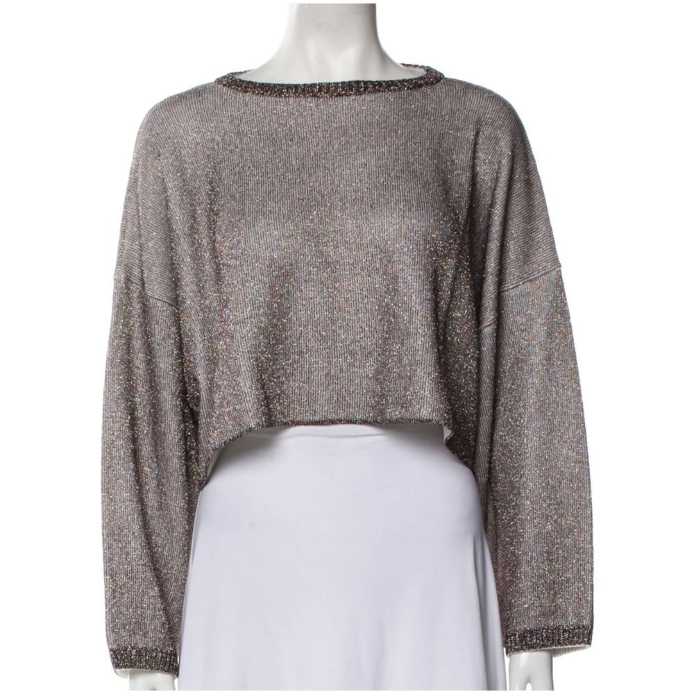 Missoni Sweater Womens Small Metallic‎ Purple Wool Cropped Boxy Designer Italy
